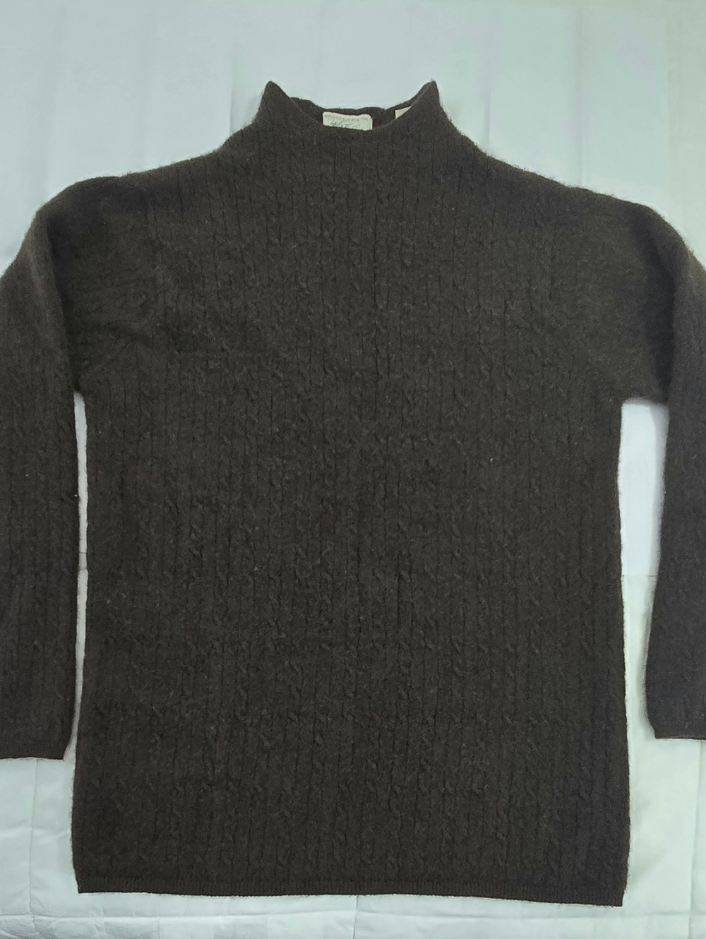Lord&Taylor 100% Two-Ply Cashmere  Cableknit Brown Sweater